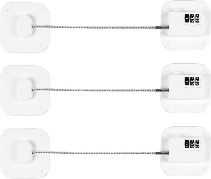 Himake Refrigerator Lock, Combination Lock for Refrigerator Cabinets, Drawers, Heavy Duty Fridge Lock, Easy Install No Keys Needed, (White-3Pack) - Image 1